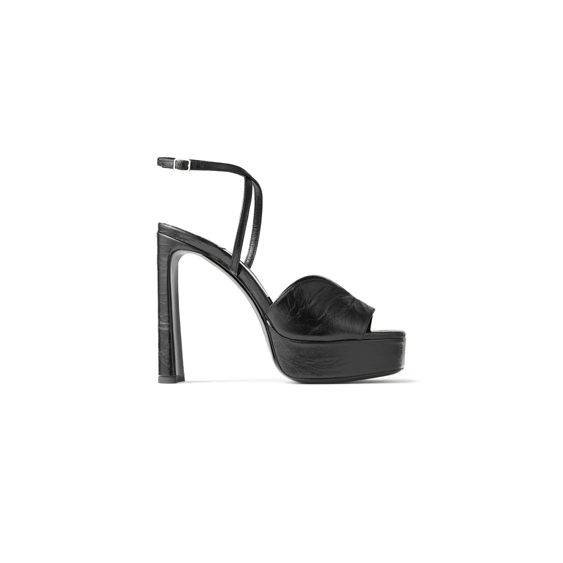 JIMMY CHOO KARLI PLATFORM 125 BLACK METALLIC LEATHER PLATFORM SANDALS KARLIPF125BYK JIMMY CHOO KARLI PLATFORM 125 BLACK METALLIC LEATHER PLATFORM SANDALS KARLIPF125BYK